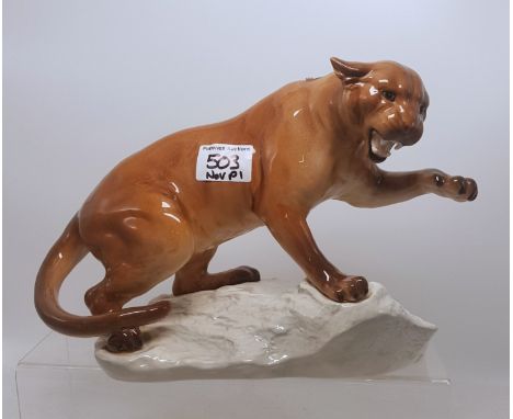 Beswick Model of a puma on a rock 1072 in gloss 