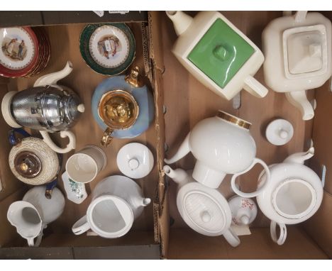 A Mixed Collection of Ceramic Items to Include 9 Teapots Including Crown Staffordshire, Sadler, Heatmaster, Etc (2 Trays) 