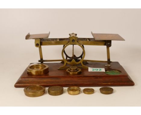 Early Brass Set of Postage Scales with weights (Mordan &amp; Co) 