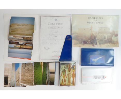 Concorde ephemera, flight certificate, ticket &amp; flight details circa 1990's together with other associated items from the