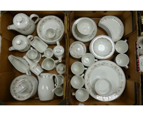 A collection of Steelite tea and useful ware to include teapots, gravy boats, ashtrays, teacups, saucers, dinner plates, demi