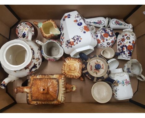 A mixed collection of ceramic items to include Masons blue mandalay tea pot, Aynsley bird of paradise Ginger jar and temple j