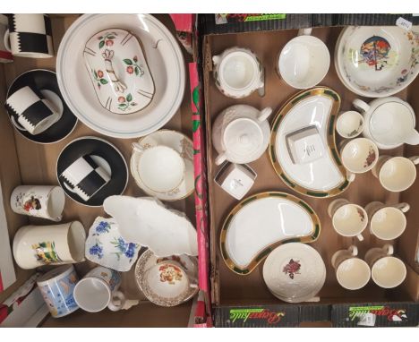 A Mixed Collection of Ceramic Items to Include Aynsley Empress Floral Cresent Shapped Side Plates, Susie Cooper Monocrome Cof