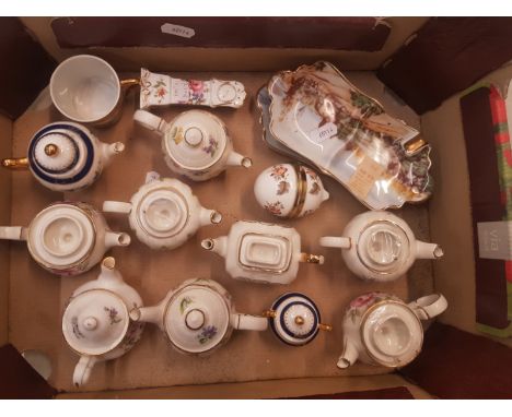 A Mixed Collection of Ceramic Items to Include Miniture Teapots including Sadler and English Rose example, Etc (1 Tray) 