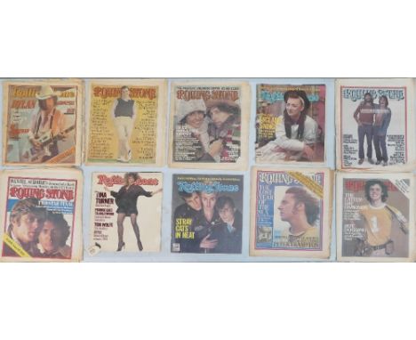 A Collection of 1970's Rolling Stones Magazines. Including cover art of Bob Dylan, Tina Turner, Bryan Ferry, Stray Cats etc. 