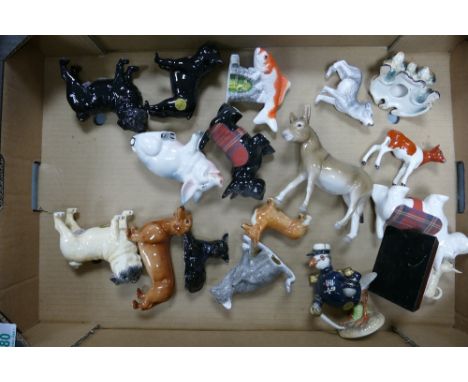 A collection of John Beswick Animal Figures, Overpainted Calf figure etc 