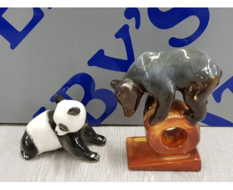 2 USSR VINTAGE BEARS INCLUDING PERFORMING BEAR AND PANDA, BOTH IN GREAT CONDITION