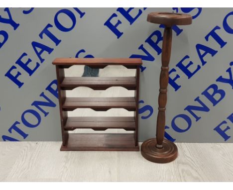 VINTAGE MAHOGANY SMOKERS STAND TOGETHER WITH MAHOGANY MIRRORED WALL SHELF