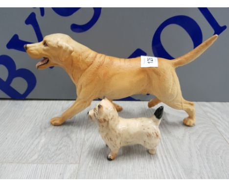 2 VINTAGE CERAMIC DOGS INCLUDES ROYAL DOULTON LABRADOR AND A BESWICK SCOTTY DOG