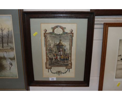 A framed and glazed print "Queen Elizabeth's Procession to St Pauls"