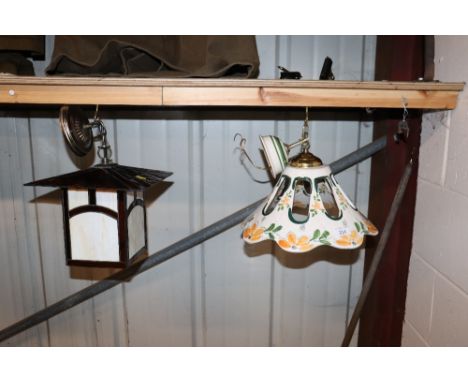 A Macintosh style light shade with continental pottery shade 