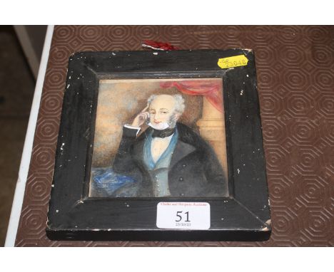 A watercolour portrait study of a gentleman approx. 11cm x 10.5cm with information verso 