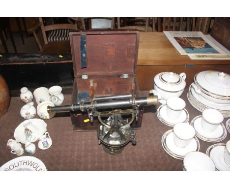 An Andrew & Sons theodolite with mahogany box 
