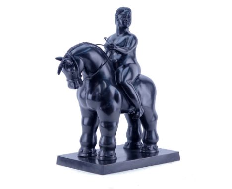 After: Fernando Botero, Colombian  (born 1932) "Nude on Horseback" Bronze Sculpture. Signed and numbered 1/6, with Fondera It