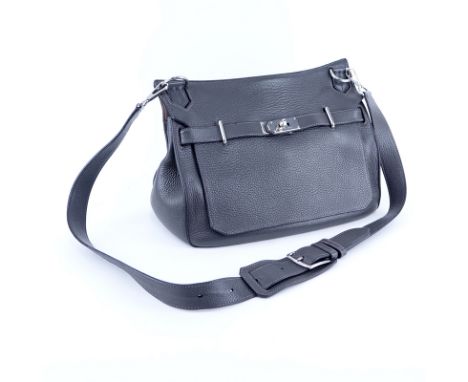 Hermès Etain Clemence Jypsiere 32 Bag. Palladium hardware, etoupe interior, zipper interior pocket. Labeled appropriately, bl