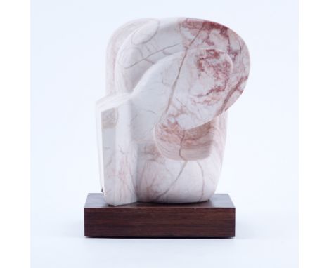 J.E. Cohen Mid Century Modern Abstract Marble Sculpture on Rotating Platform Base. Signed. Good condition. Measures 12" H (wi