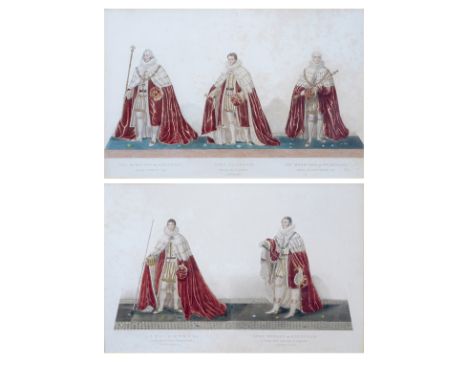 Two (2) Vintage Color Prints. Framed under glass. "The Marquess of Salisbury, carrying St. Edward's Staff. Lord Calthorpe, ca