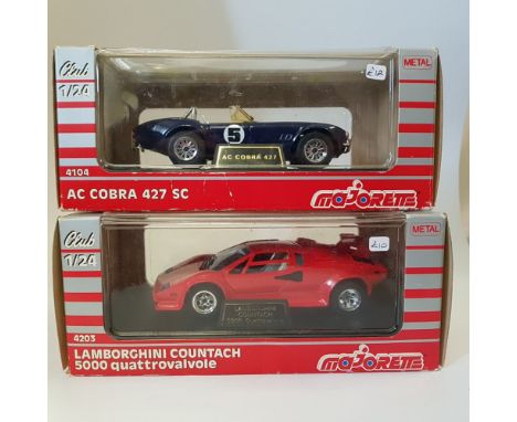 Majorette AC Cobra 427 SC, Lamborghini Countach 5000 Quattrovalvole, N/A - Scale: 1:24 - Model Code: 4104 & 4203 - Certificat