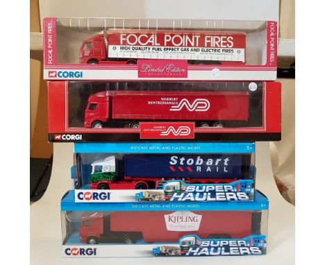 Corgi Focal Point Fires, Norbert Dentrressangle, Mr Kipling, Stobart Rail Assorted 4 x Assorted Models - Scale: 1:64 - Model 