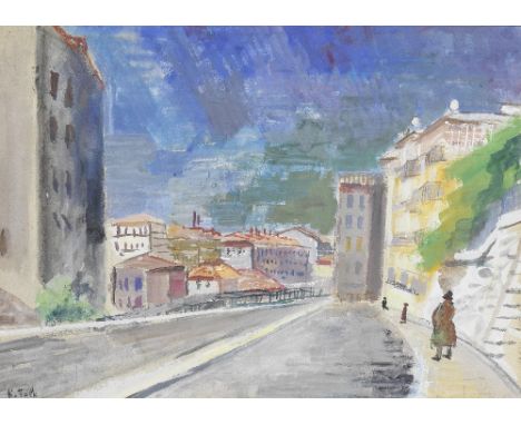 Robert Rafailovich Falk (Russian, 1886-1958)Paris street at twilight signed and inscribed 'Paris' (lower left), further inscr