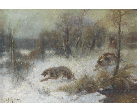 Aleksei Danilovich Kivshenko (Russian, 1851-1895)Hunting scene signed in Cyrillic (lower left)oil on canvas37.5 x 55cm (14 3/