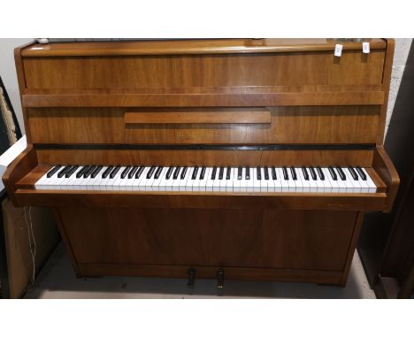 A modern overstrung upright piano in walnut case, by B Squire, with stool 