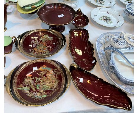 Two Carltonware Rouge Royale fruit dishes; 4 other pieces 
