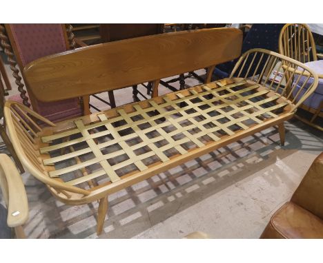 A 1960's Ercol lightwood day bed / studio bedframe, length 200cm 