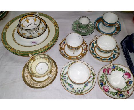 Three Minton decorative plates; a selection of 9 cabinet cups and saucers, mainly Minton 