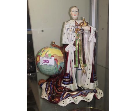A Carltonware china figure of King George VI in coronation robes, 22 cm 