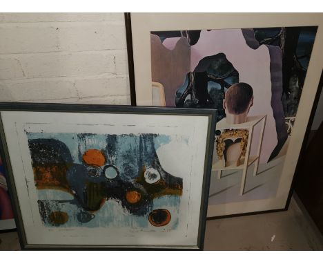 After Silvia Piddington: limited edition abstract lithograph, singed and numbered in pencil, framed and glazed, two other pri