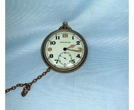 A Jaeger-LeCoultre military pocket watch with military markings to reverse, in brass case 