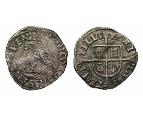 Mary Tudor (1553-54), silver portrait Penny, Tower Mint London, first type, crowned bust left with pearl earring and necklace