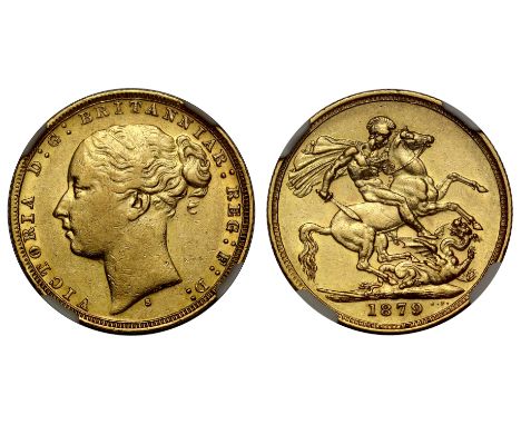 g Victoria (1837-1901), Sovereign, 1879-S, Sydney Mint, first young filleted head left of the third style, S mint mark below,