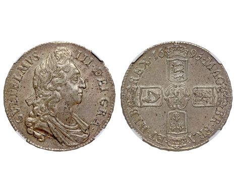 William III (1694-1702), silver Crown, 1695, first laureate and draped bust right with curved breastplate, legend and toothed