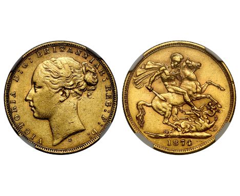 g Victoria (1837-1901), Sovereign, 1874-S, Sydney Mint, Australia, first young filleted head left of the third style, W.W. bu