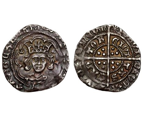 Edward IV (First reign, 1461-1470), Silver Halfgroat, Canterbury [Episcopal], facing crowned bust within double arcs of tress
