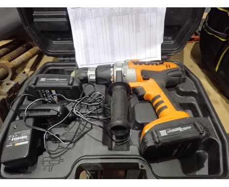 Worx drill with charger. Not available for in-house P&PAll electrical items in this lot have been PAT tested for safety and h