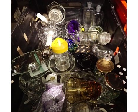 Mixed glassware including a glass stem lamp. Not available for in-house P&amp;P 