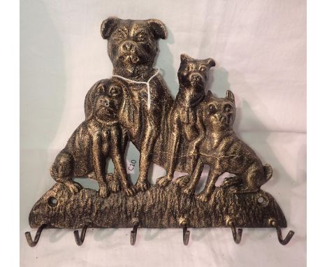 Bronzed dog tail coat hook, L: 23 cm. P&amp;P Group 1 (£14+VAT for the first lot and £1+VAT for subsequent lots) 