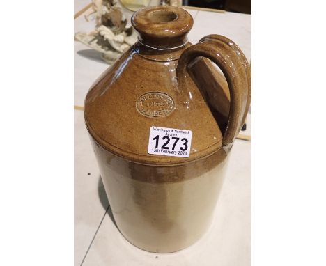 Doulton Lambeth stoneware flagon, H: 36 cm, slight use marks but no chips or cracks. P&amp;P Group 3 (£25+VAT for the first l