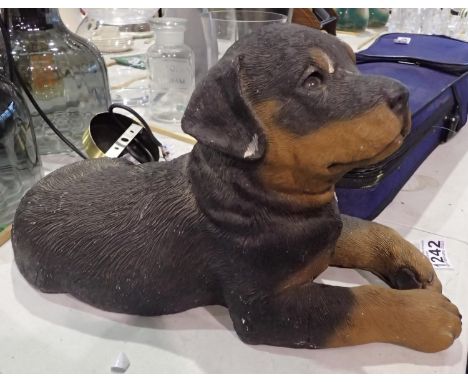 Ceramic garden Rottweiler, H: 23 cm. Not available for in-house P&amp;P 
