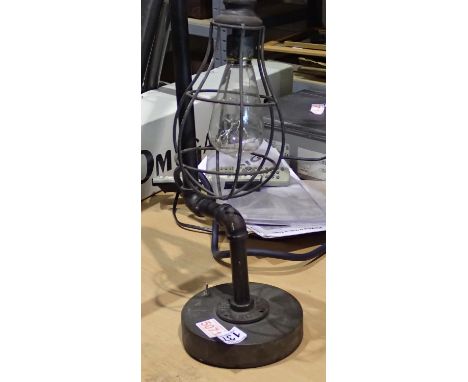 Metal industrial style lamp, H: 46 cm. Not available for in-house P&amp;P 