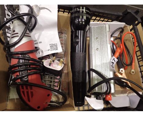 Corded Rotary power tool, 1500w DC to AC power invertor and a Maglite torch. Not available for in-house P&PAll electrical ite