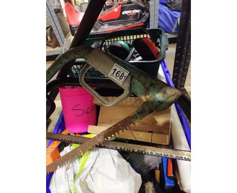 Collection of mixed tools including a wallpaper stripper, sledgehammer and a corded sander. Not available for in-house P&amp;