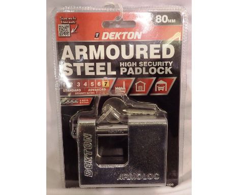 New and unused high security padlock 80 mm with three keys. P&amp;P Group 1 (£14+VAT for the first lot and £1+VAT for subsequ