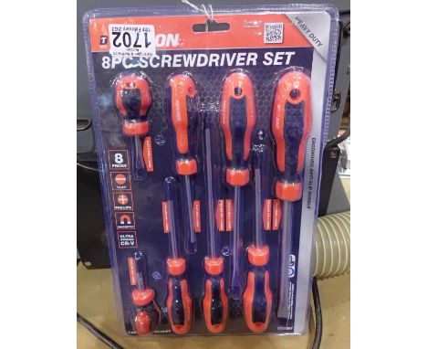 New and unused eight piece CR-V screwdriver set. P&amp;P Group 1 (£14+VAT for the first lot and £1+VAT for subsequent lots) 