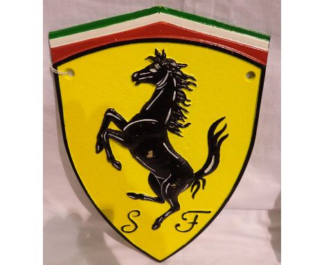 Cast iron Ferrari wall plaque, W: 25 cm. P&amp;P Group 1 (£14+VAT for the first lot and £1+VAT for subsequent lots) 