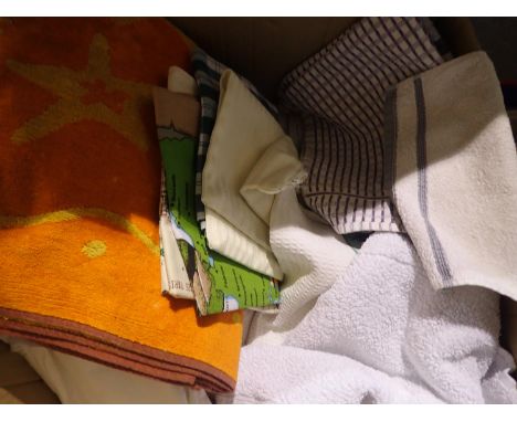 Box of assorted linen and other materials. P&amp;P Group 2 (£18+VAT for the first lot and £3+VAT for subsequent lots) 