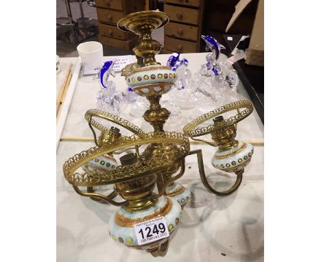 Brass and ceramic light fitting. Not available for in-house P&amp;P 